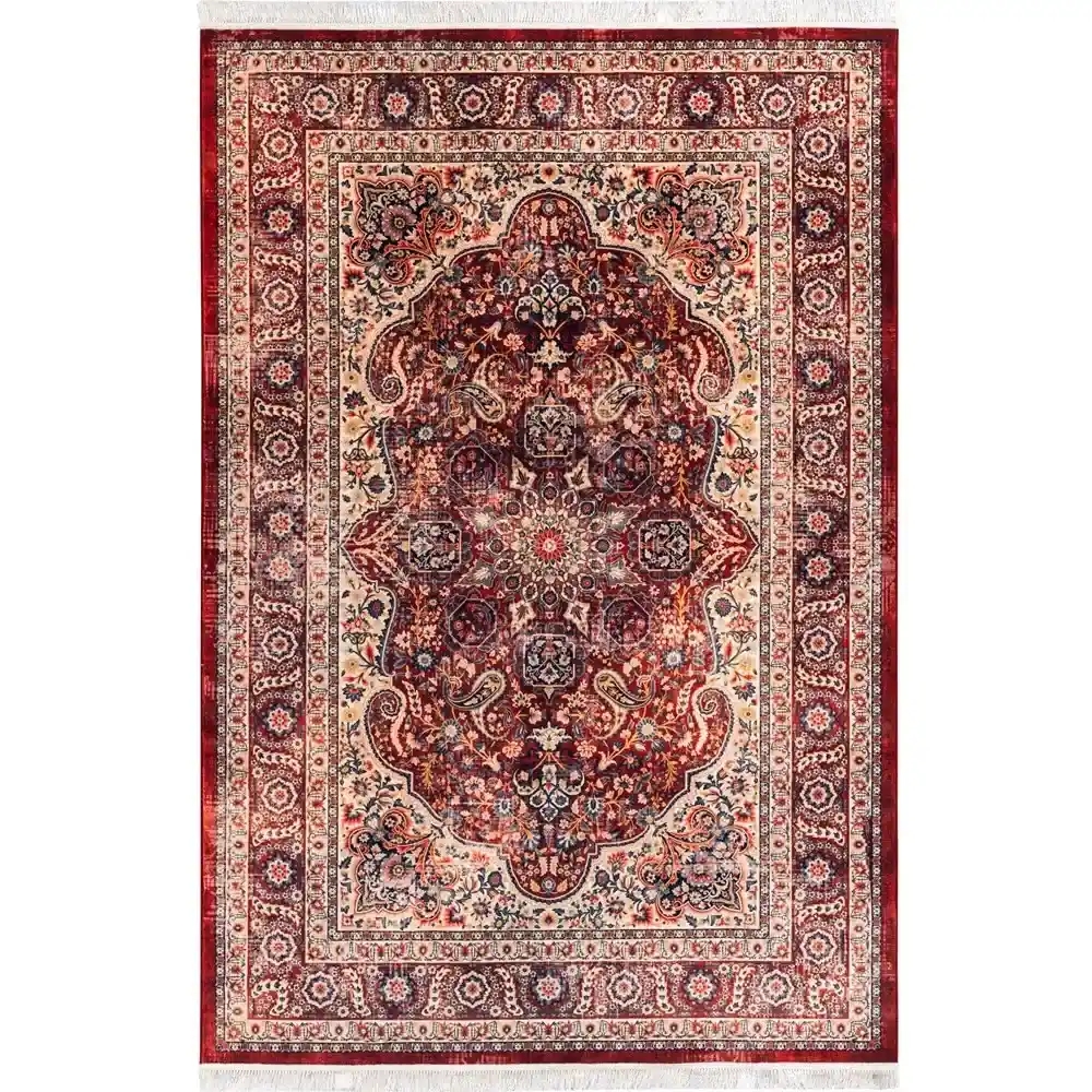 فرش ماشینی کد 25cn0300 عنابی 1200 شانه